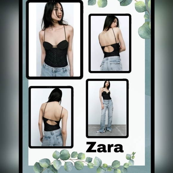 NWOT Zara Women's Lace Corset Style Bodysuit Size Large - Picture 1 of 15